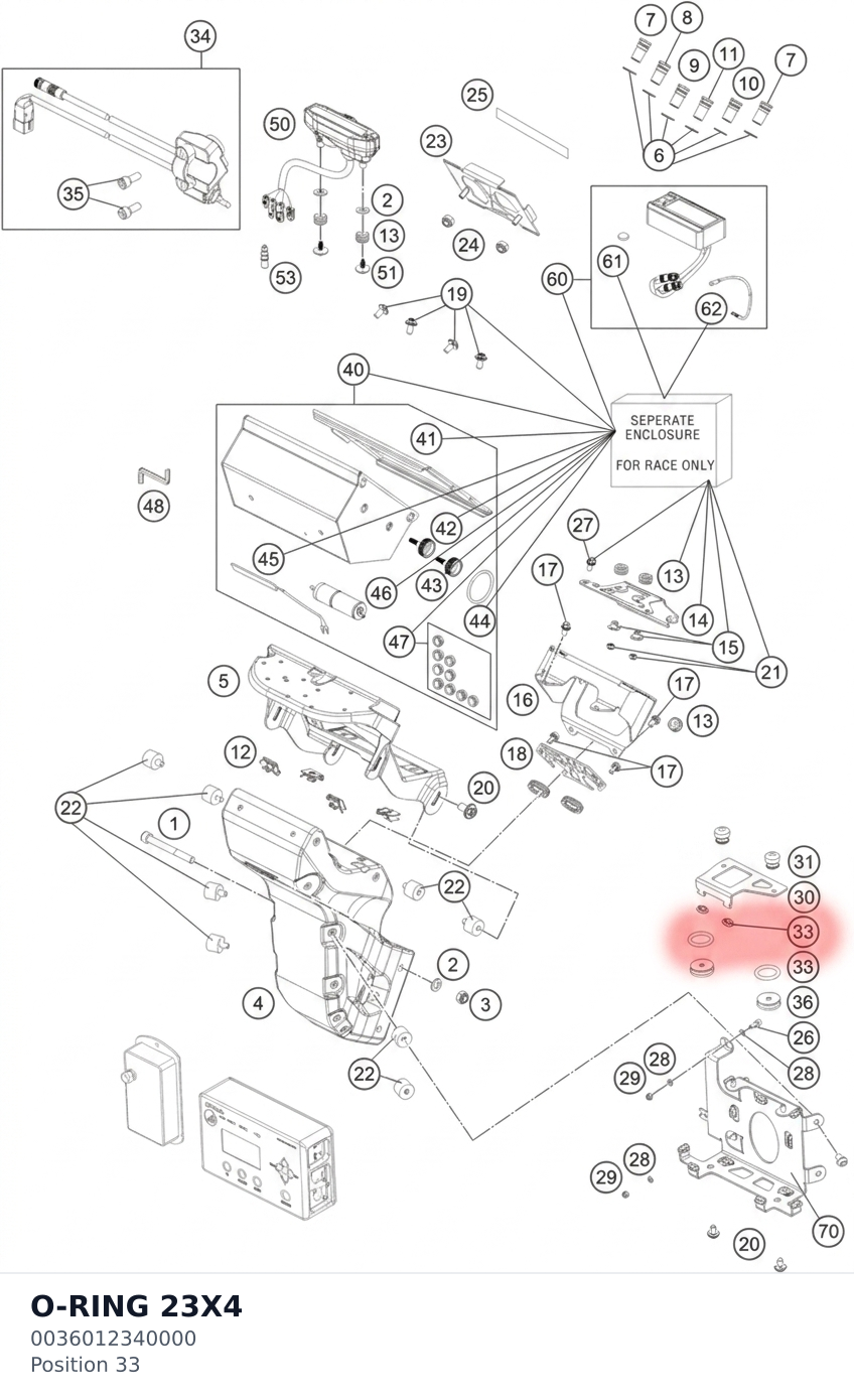 Diagram preview: O-RING 23X4 (0036012340000)