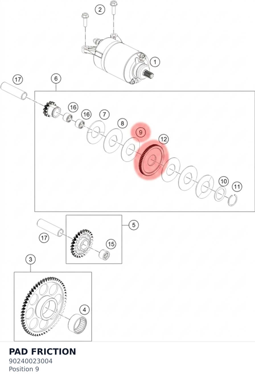 Diagram preview: PAD FRICTION (90240023004)