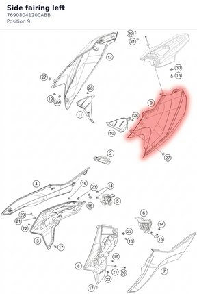 Diagram preview: Side fairing left (76908041200ABB)