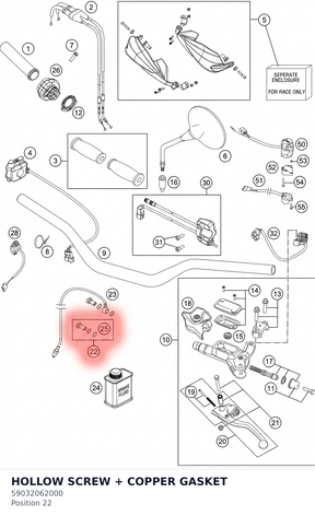 Diagram preview: HOLLOW SCREW + COPPER GASKET (59032062000)