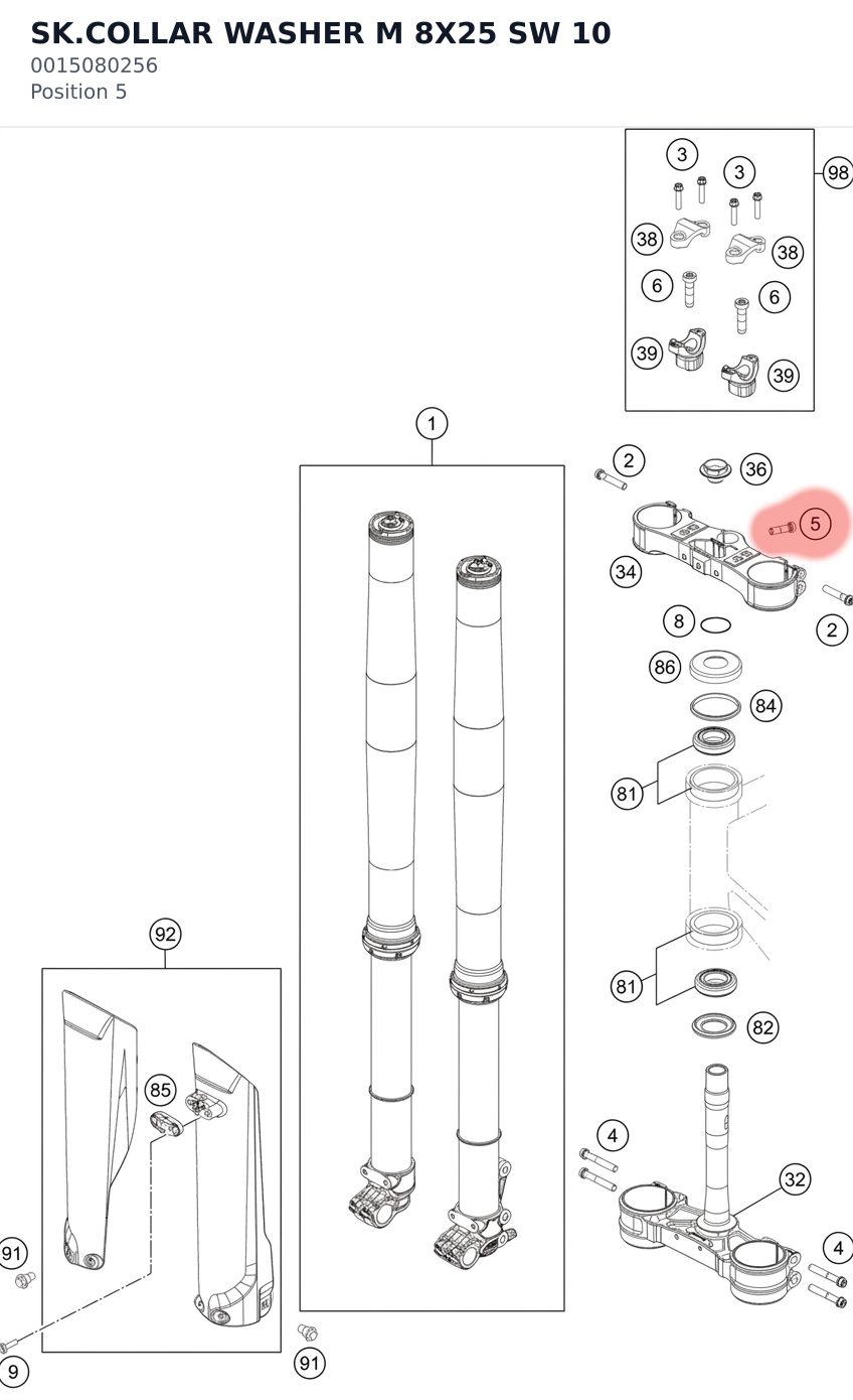 Diagram preview: SK.COLLAR WASHER M 8X25 SW 10 (0015080256)
