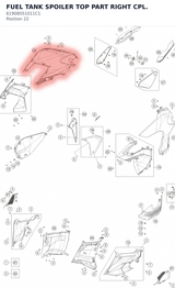 Diagram preview: FUEL TANK SPOILER TOP PART RIGHT CPL. (61908051011C1)