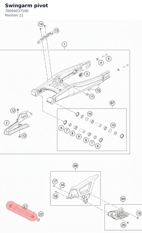Diagram preview: Swingarm pivot (70004037100)