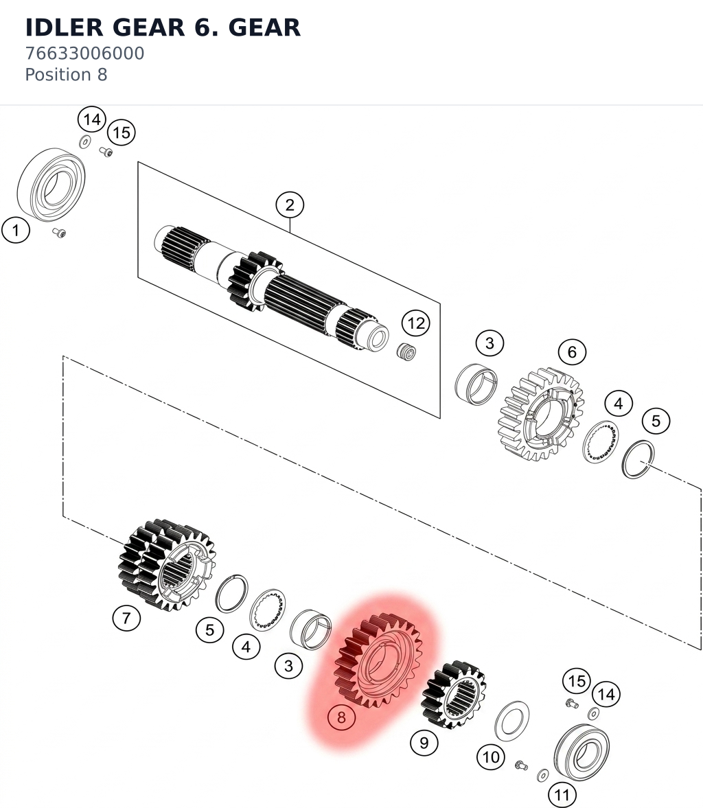 Diagram preview: IDLER GEAR 6. GEAR (76633006000)
