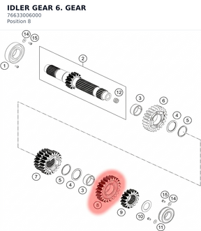 Diagram preview: IDLER GEAR 6. GEAR (76633006000)