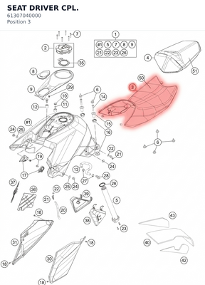 Diagram preview: SEAT DRIVER CPL. (61307040000)