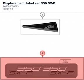Diagram preview: Displacement tabel set 350 SX-F (A46008078025)
