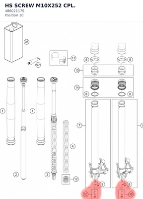 Diagram preview: HS SCREW M10X252 CPL. (48602117S)