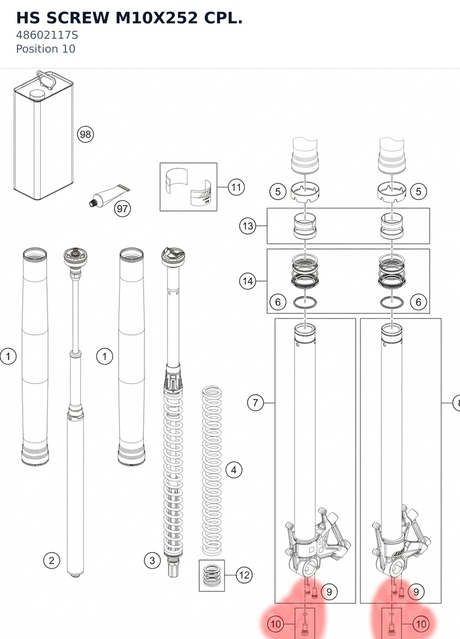 Diagram preview: HS SCREW M10X252 CPL. (48602117S)