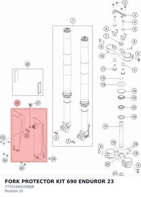 Diagram preview: FORK PROTECTOR KIT 690 ENDUROR 23 (77701094100BJB)