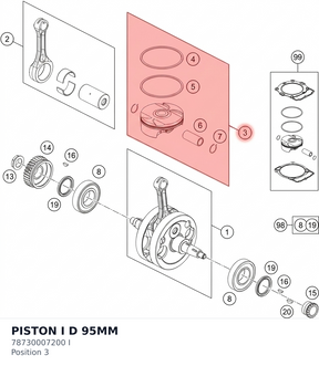 Diagram preview: PISTON I D 95MM (78730007200 I)