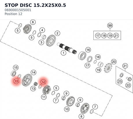 Diagram preview: STOP DISC 15.2X25X0.5 (0690001505001)
