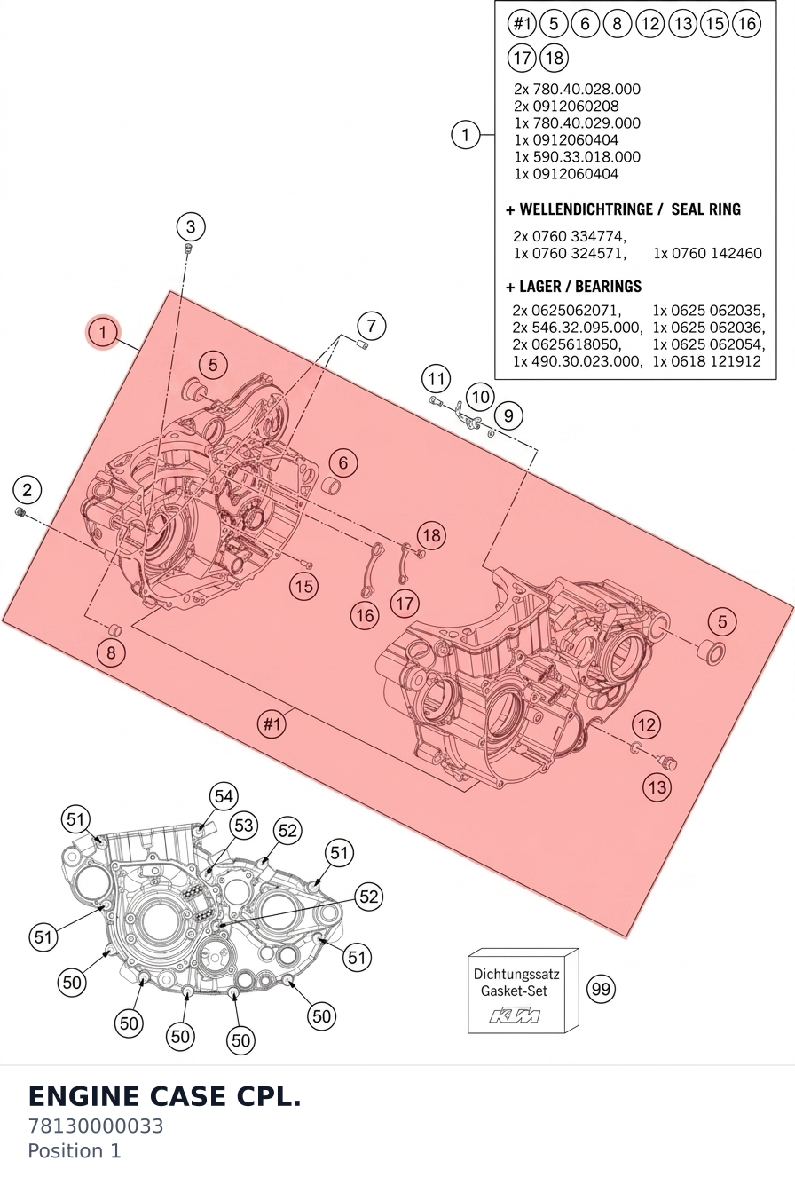 Diagram preview: ENGINE CASE CPL. (78130000033)