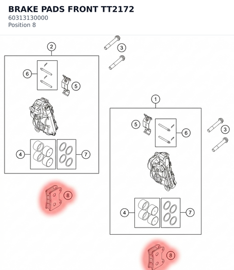 Diagram preview: BRAKE PADS FRONT TT2172 (60313130000)