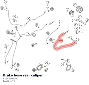 Diagram preview: Brake hose rear caliper (61942002100)