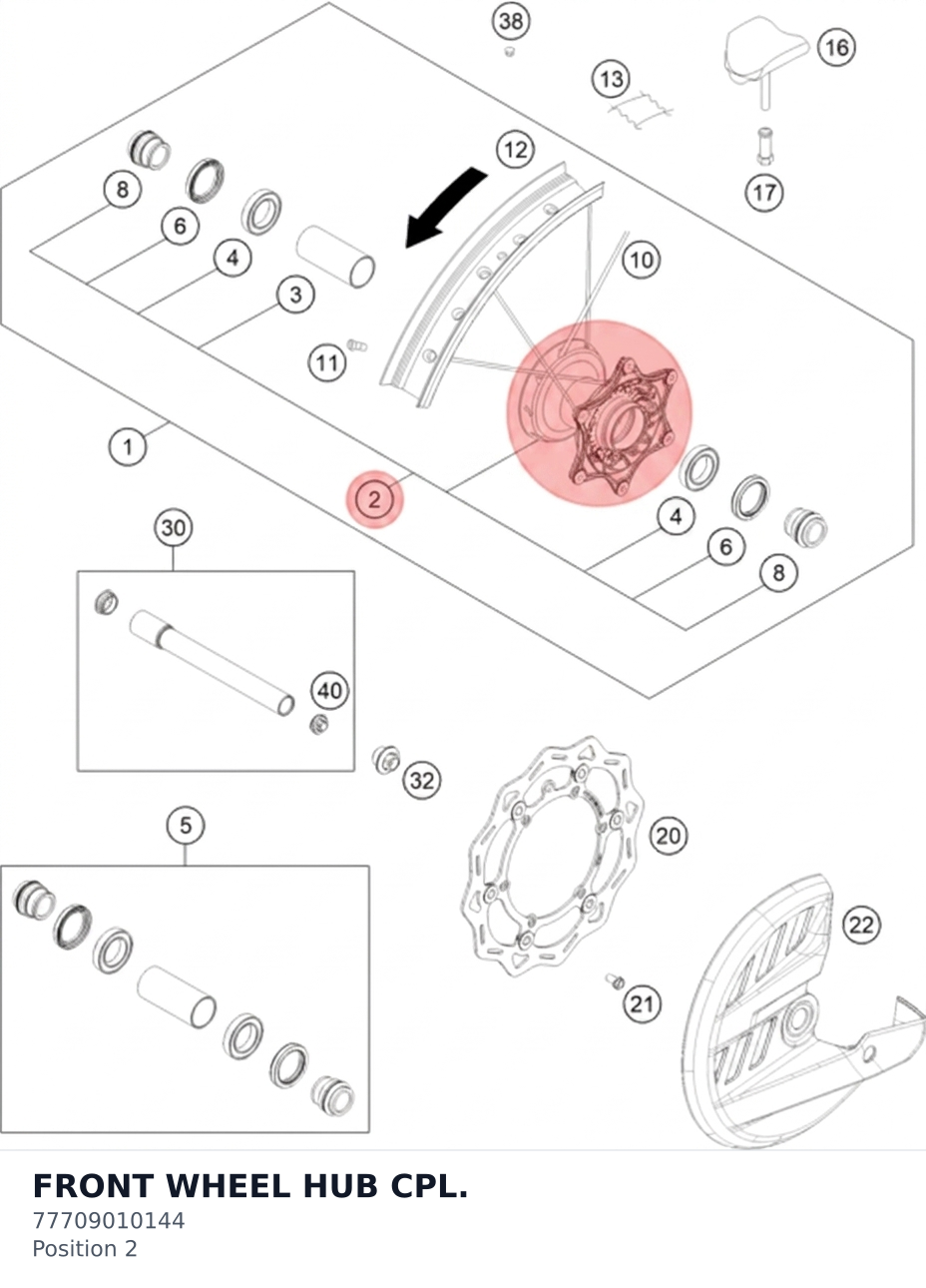 Diagram preview: FRONT WHEEL HUB CPL. (77709010144)