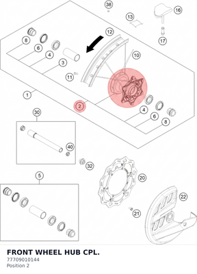 Diagram preview: FRONT WHEEL HUB CPL. (77709010144)