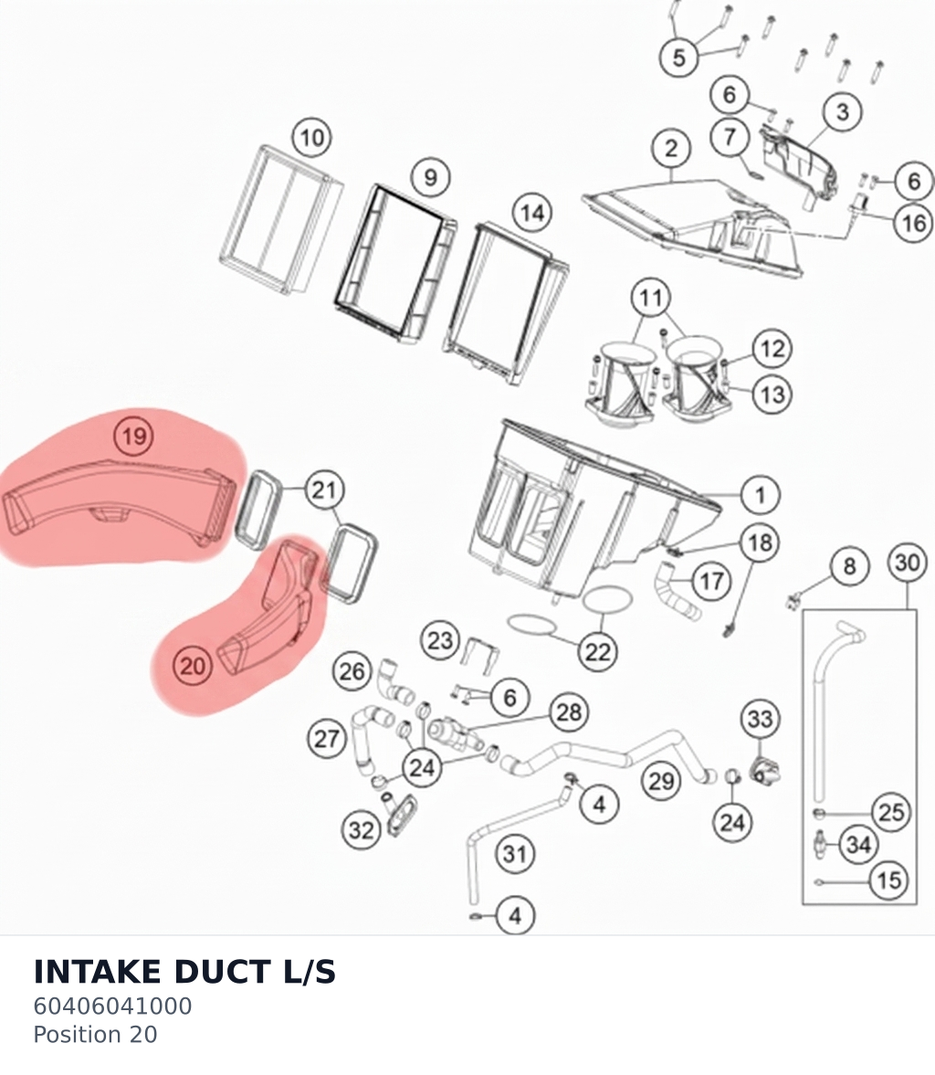 Diagram preview: INTAKE DUCT L/S (60406041000)