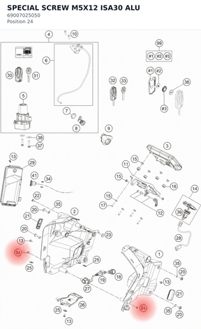 Diagram preview: SPECIAL SCREW M5X12 ISA30 ALU (69007025050)