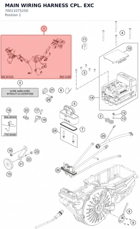Diagram preview: MAIN WIRING HARNESS CPL. EXC (70011075250)