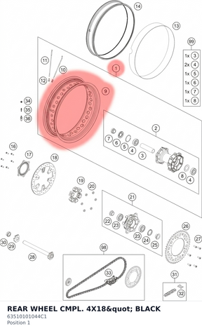 Diagram preview: REAR WHEEL CMPL. 4X18" BLACK (63510101044C1)