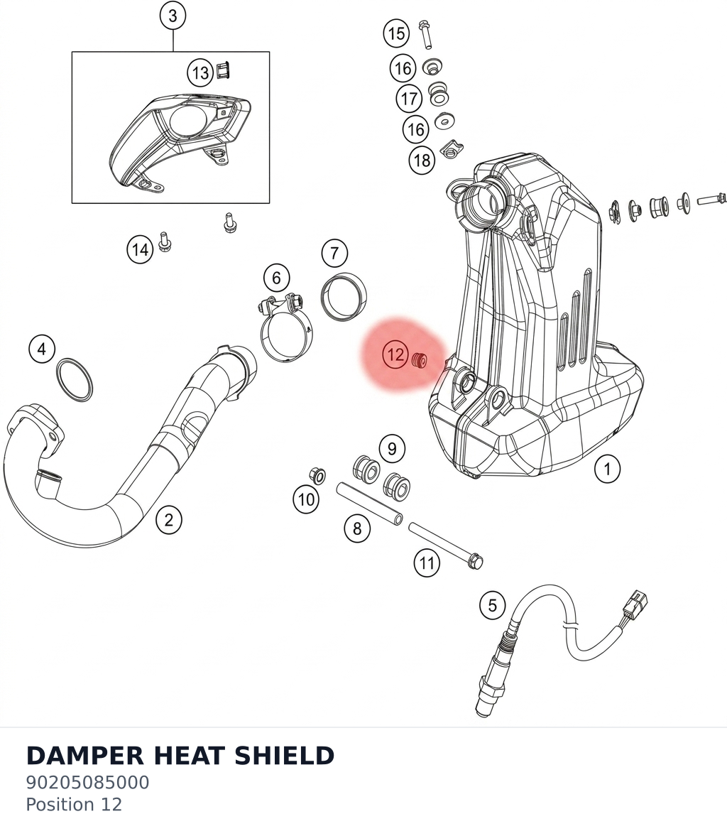 Diagram preview: DAMPER HEAT SHIELD (90205085000)