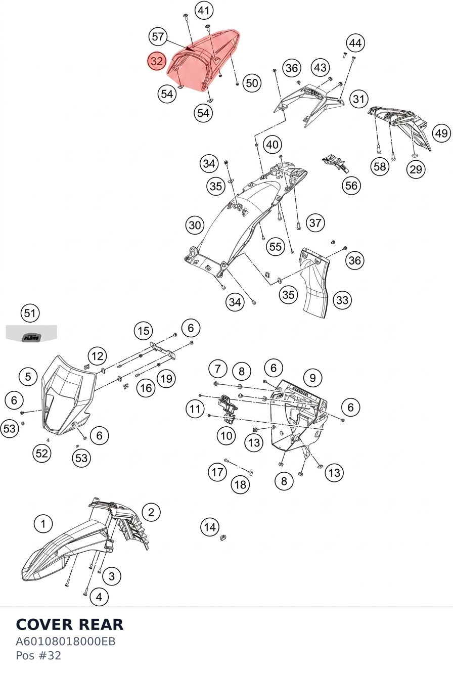 Diagram preview: COVER REAR (A60108018000EB)