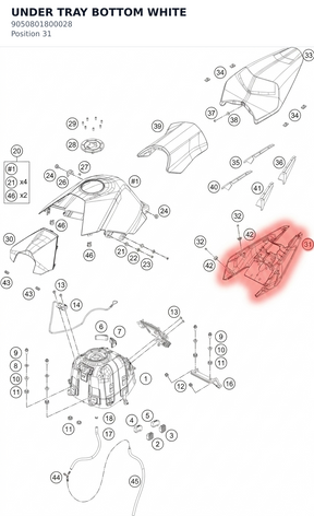 Diagram preview: UNDER TRAY BOTTOM WHITE (9050801800028)