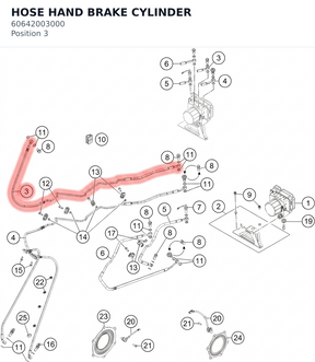 Diagram preview: HOSE HAND BRAKE CYLINDER (60642003000)