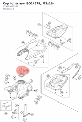 Diagram preview: Cap hd. screw ISO14579, M5x16- (014579050166)