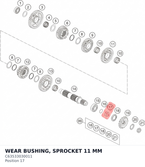 Diagram preview: WEAR BUSHING, SPROCKET 11 MM (C63533030011)