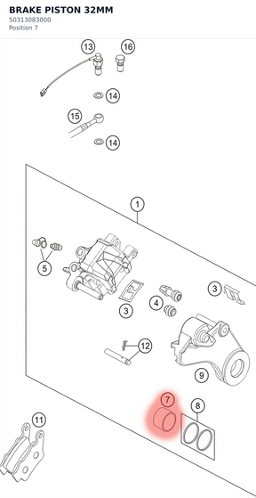 Diagram preview: BRAKE PISTON 32MM (50313083000)