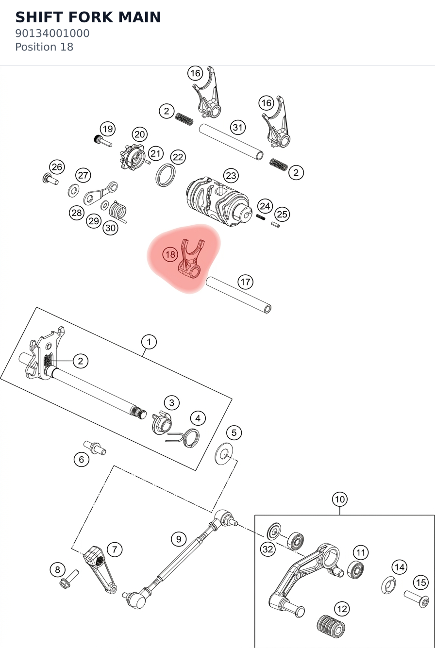 Diagram preview: SHIFT FORK MAIN (90134001000)