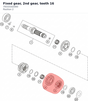 Diagram preview: Fixed gear, 2nd gear, teeth 16 (79333102000)