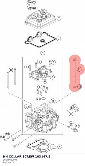 Diagram preview: HH COLLAR SCREW 10X147,5 (90136020003)