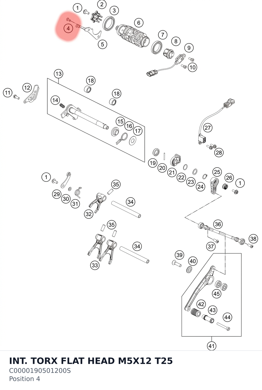 Diagram preview: INT. TORX FLAT HEAD M5X12 T25 (C0000190501200S)