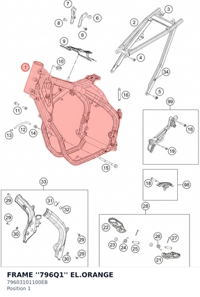 Diagram preview: FRAME ''796Q1'' EL.ORANGE (79603101100EB)
