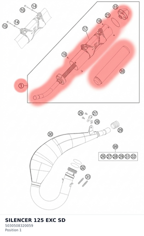 Diagram preview: SILENCER 125 EXC SD (5030508320059)