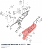 Diagram preview: SUB FRAME REAR LH JP111121 GRA (9630300200124)