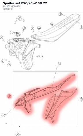 Diagram preview: Spoiler set EXC/XC-W SD 22 (79108154000ABE)