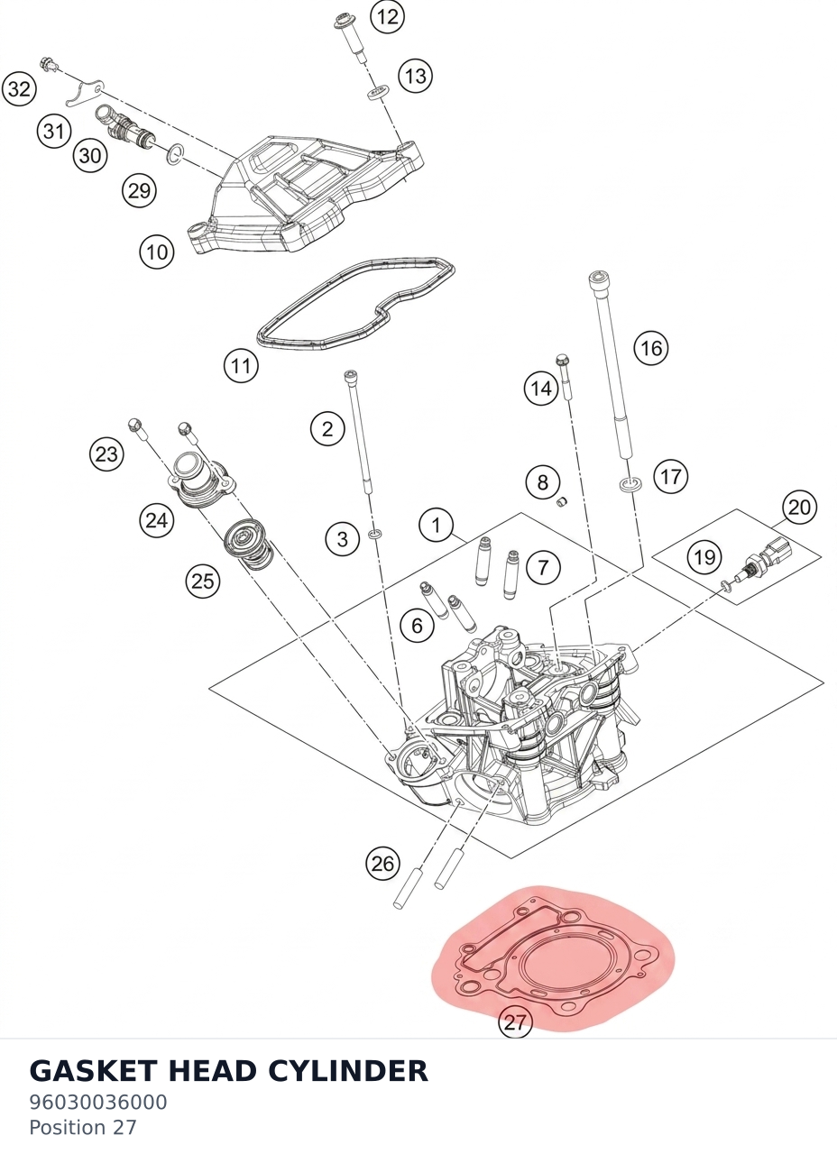 Diagram preview: GASKET HEAD CYLINDER (96030036000)