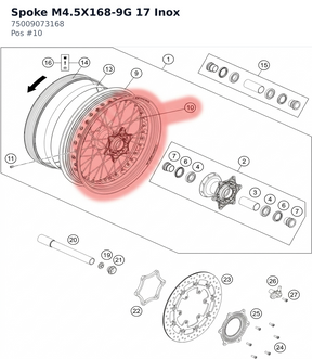 Diagram preview: Spoke M4.5X168-9G 17 Inox (75009073168)