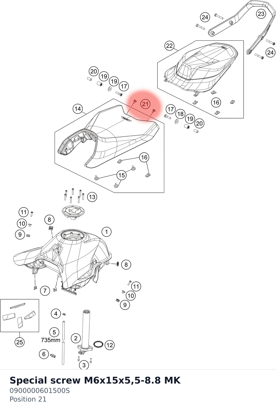 Diagram preview: Special screw M6x15x5,5-8.8 MK (0900000601500S)