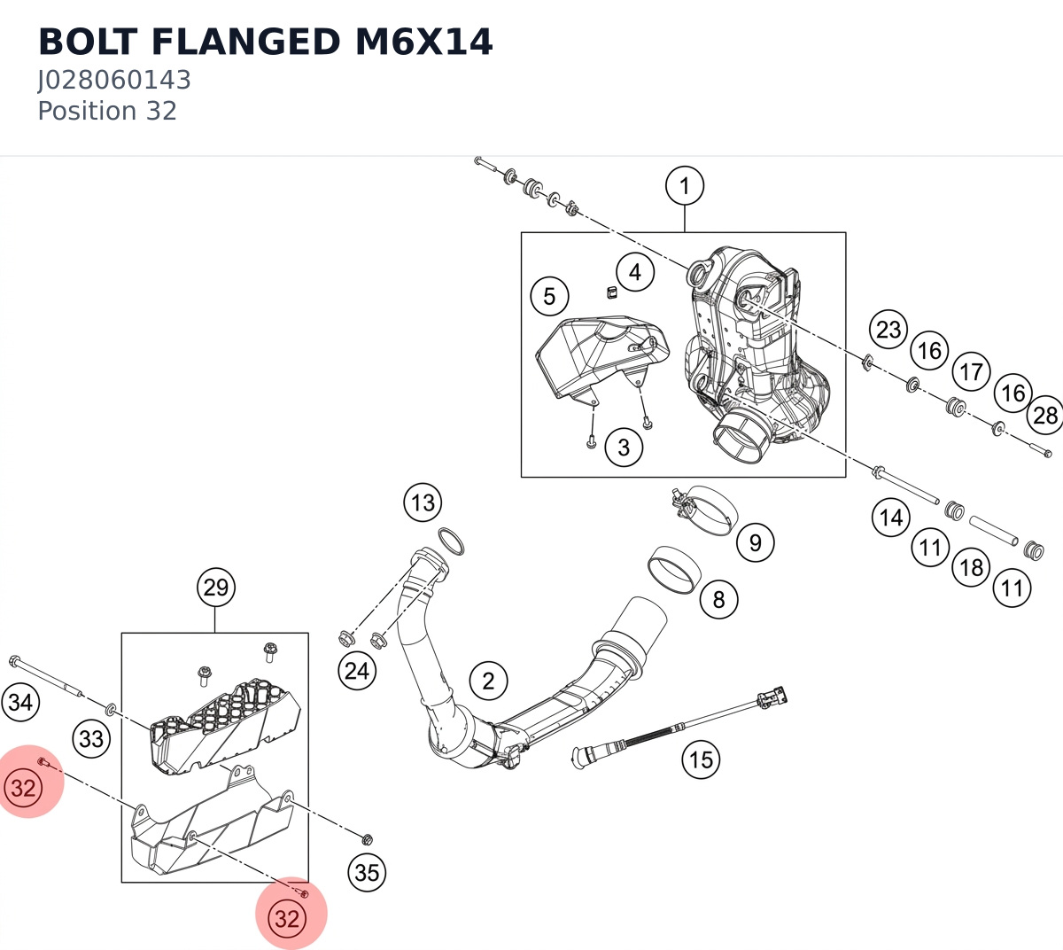 Diagram preview: BOLT FLANGED M6X14 (J028060143)