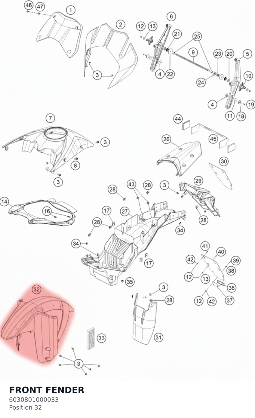 Diagram preview: FRONT FENDER (6030801000033)