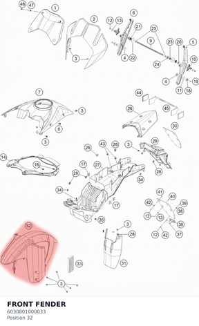 Diagram preview: FRONT FENDER (6030801000033)