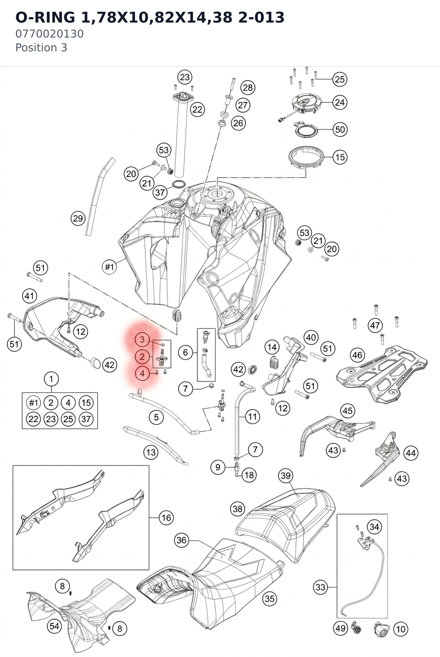 Diagram preview: O-RING 1,78X10,82X14,38 2-013 (0770020130)