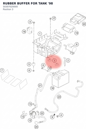Diagram preview: RUBBER BUFFER FOR TANK     '98 (50307020000)