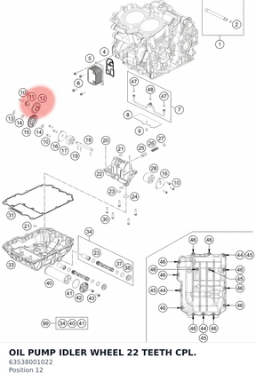 Diagram preview: OIL PUMP IDLER WHEEL 22 TEETH CPL. (63538001022)