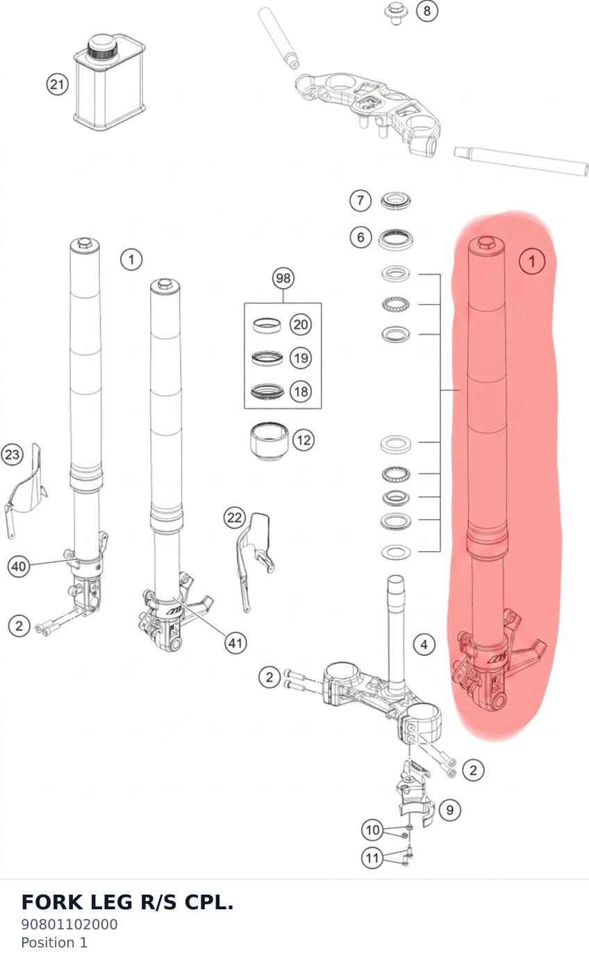 Diagram preview: FORK LEG R/S CPL. (90801102000)